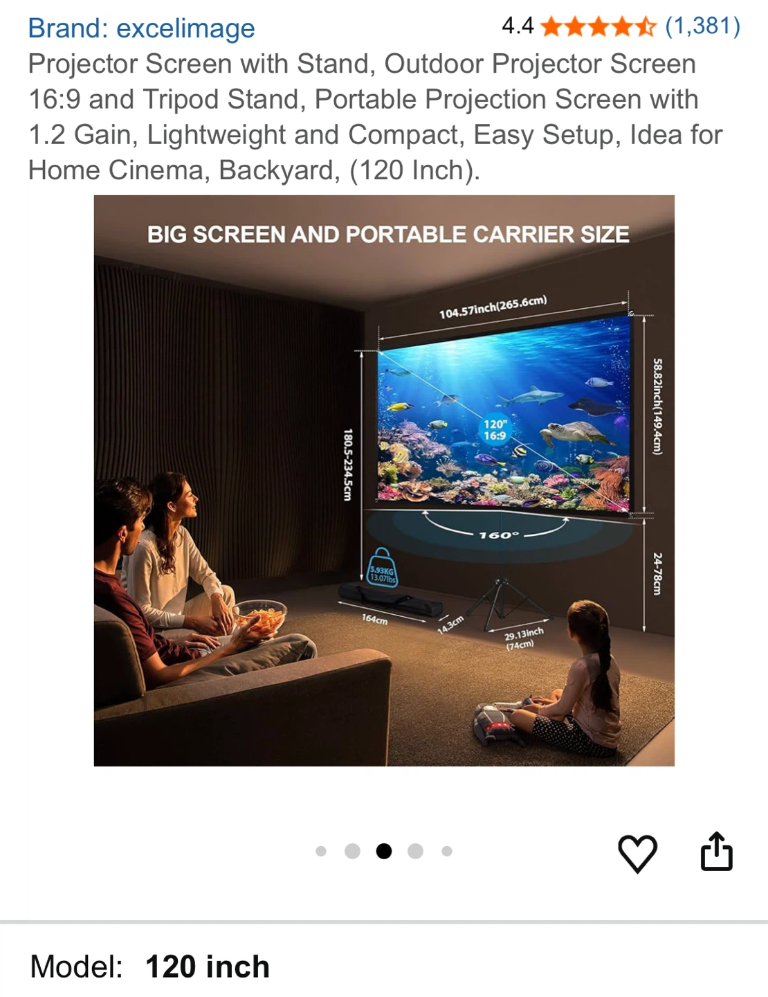 Excelimage 120 Inch Projector Screen with Stand - photo 3