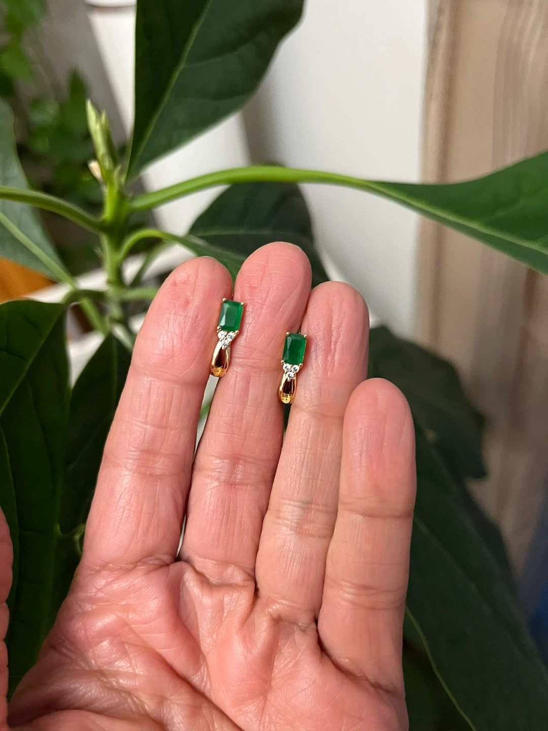 Emerald inspired and Diamond Hoop Earrings - photo 2