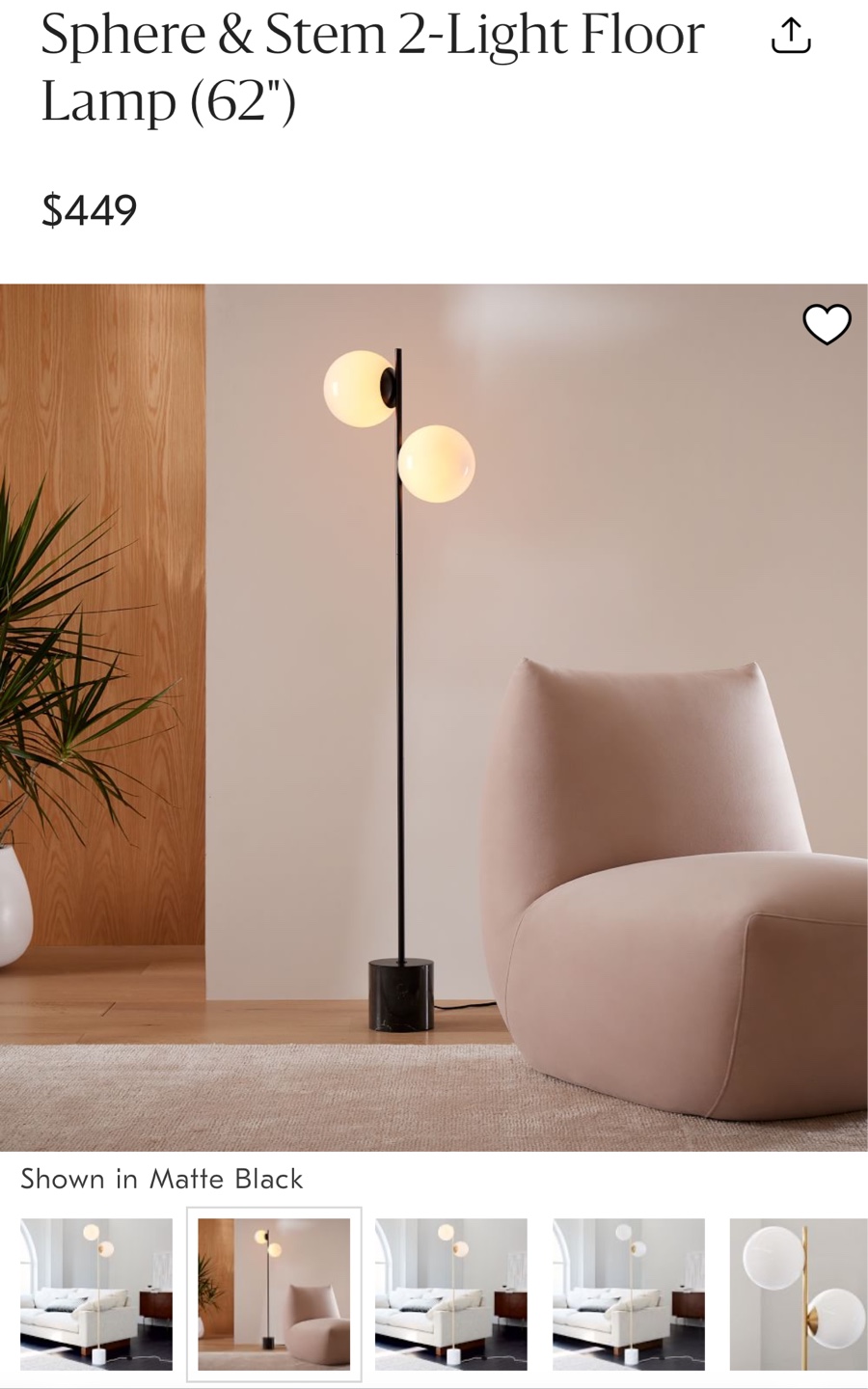 Sphere & Stem 2-Light Floor Lamp (62")