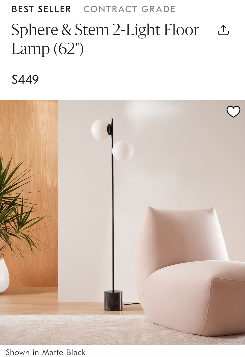 Sphere & Stem 2-Light Floor Lamp (62") - photo 3