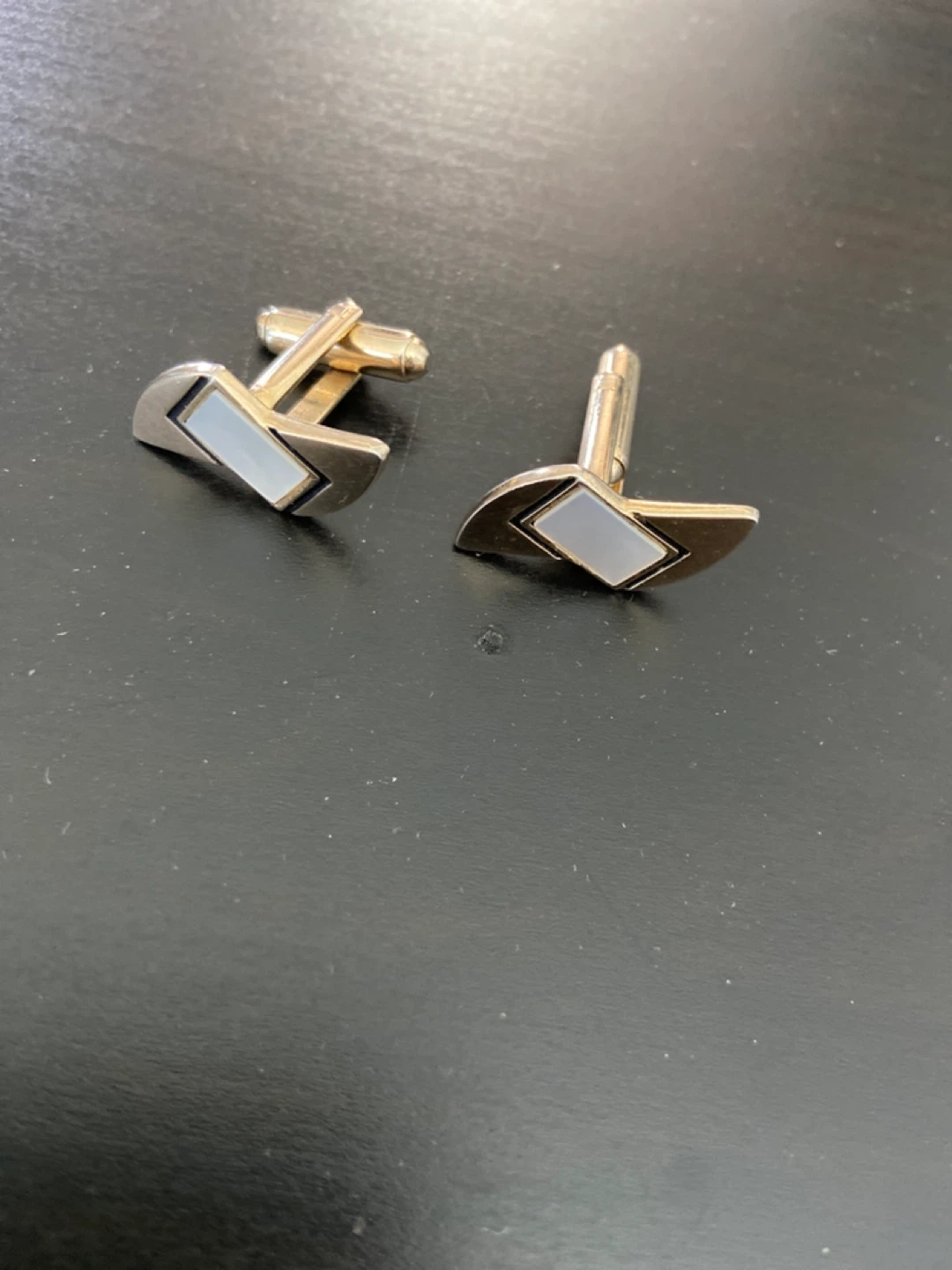 VINTAGE Gold-tone Cufflinks with Mother of Pearl Inlay