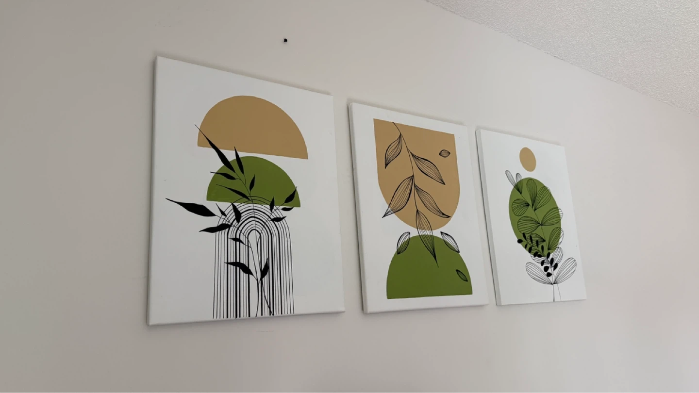 Set of 3 Abstract Botanical Canvas Wall Art Prints