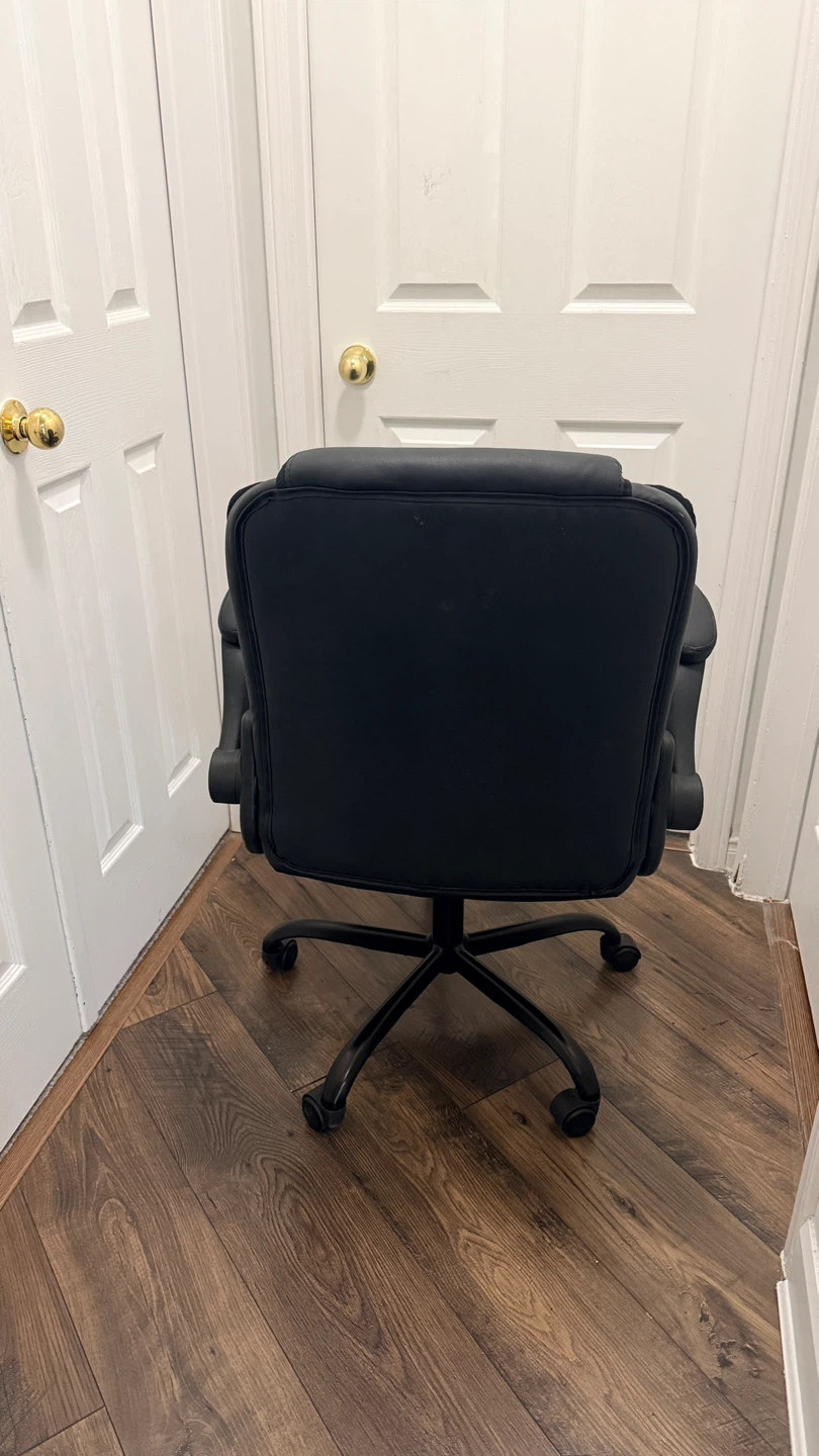 Black Faux Leather Office Chair with Padded Arms - photo 4
