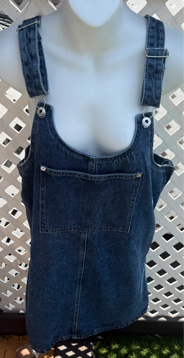 Robe salopette en denim bleu