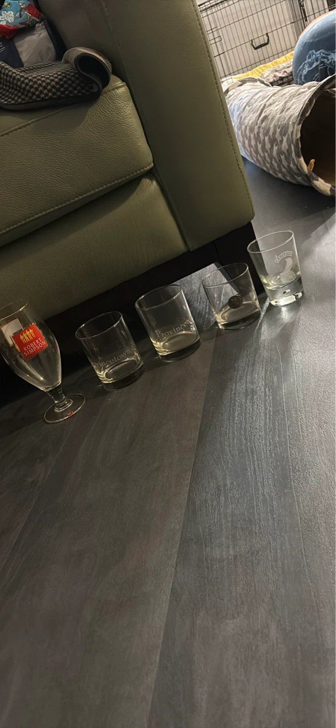 Assorted drinking glasses
