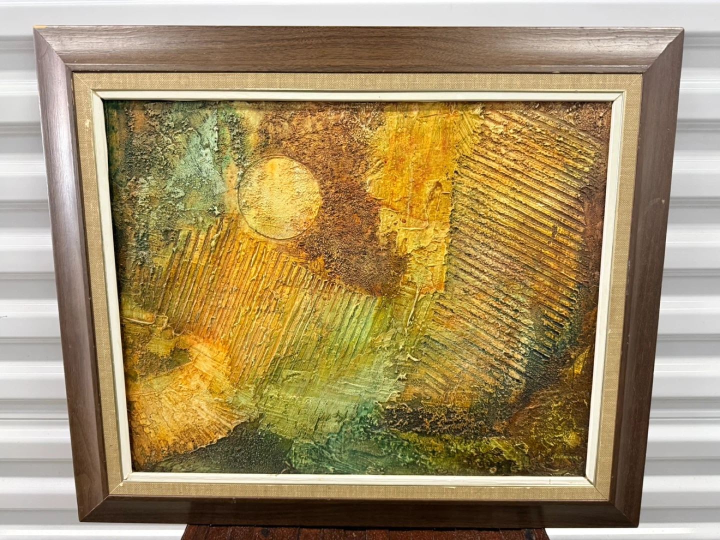 Vintage Mid-Century Modern Mixed Media Painting in Wood Frame - photo 2