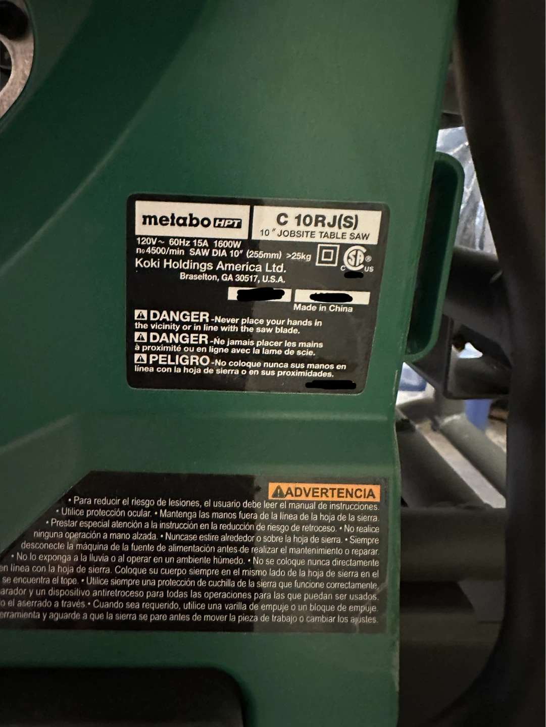 Metabo HPT C10RJ(S) 10-Inch Jobsite Table Saw - photo 3