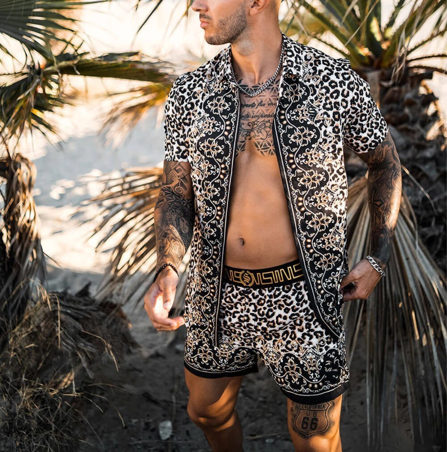 Men's Short Sleeve Shirt and Shorts Set