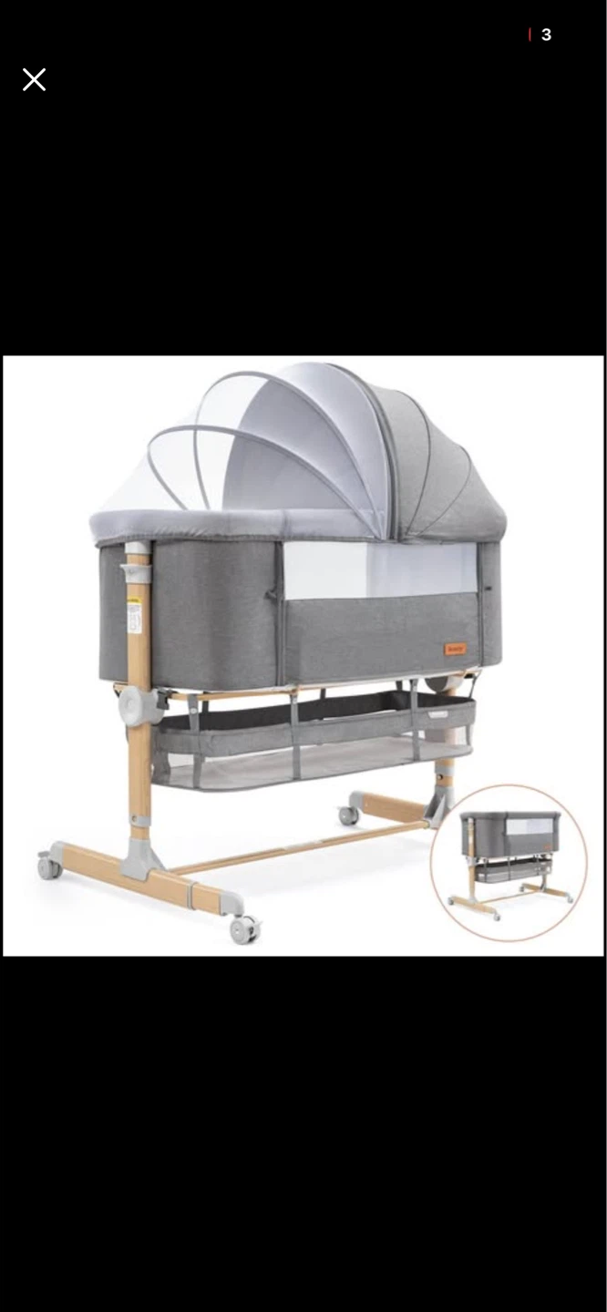 Besrey Baby Bassinet Bedside sleeper Dark Gray