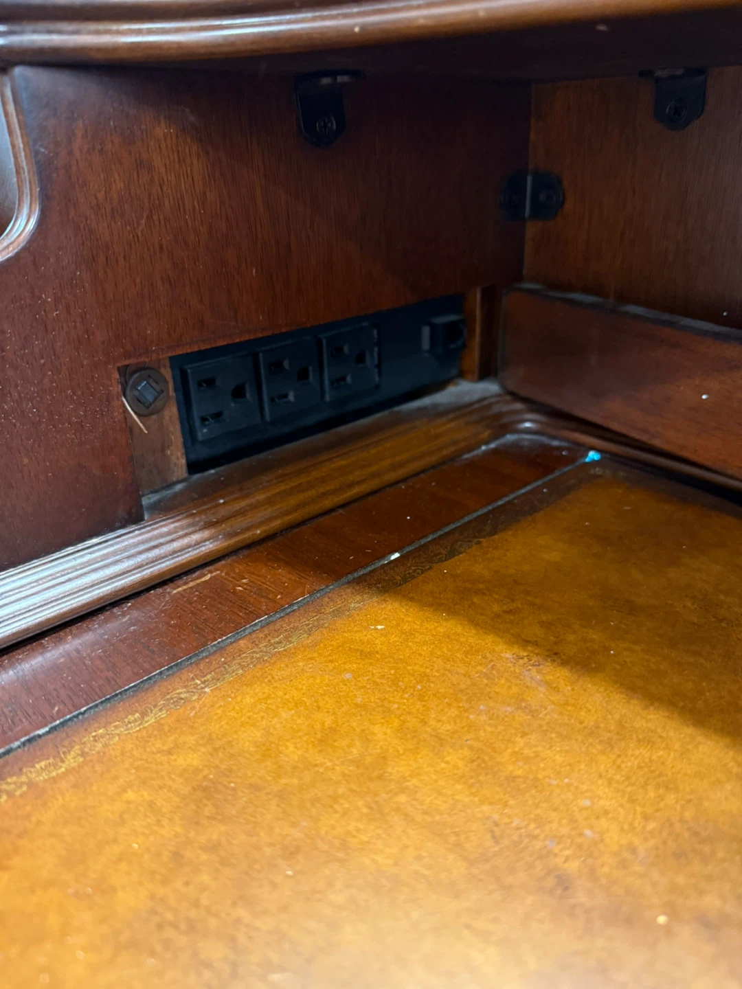 Dark Wood Secretary Desk with Built-in Power - photo 5