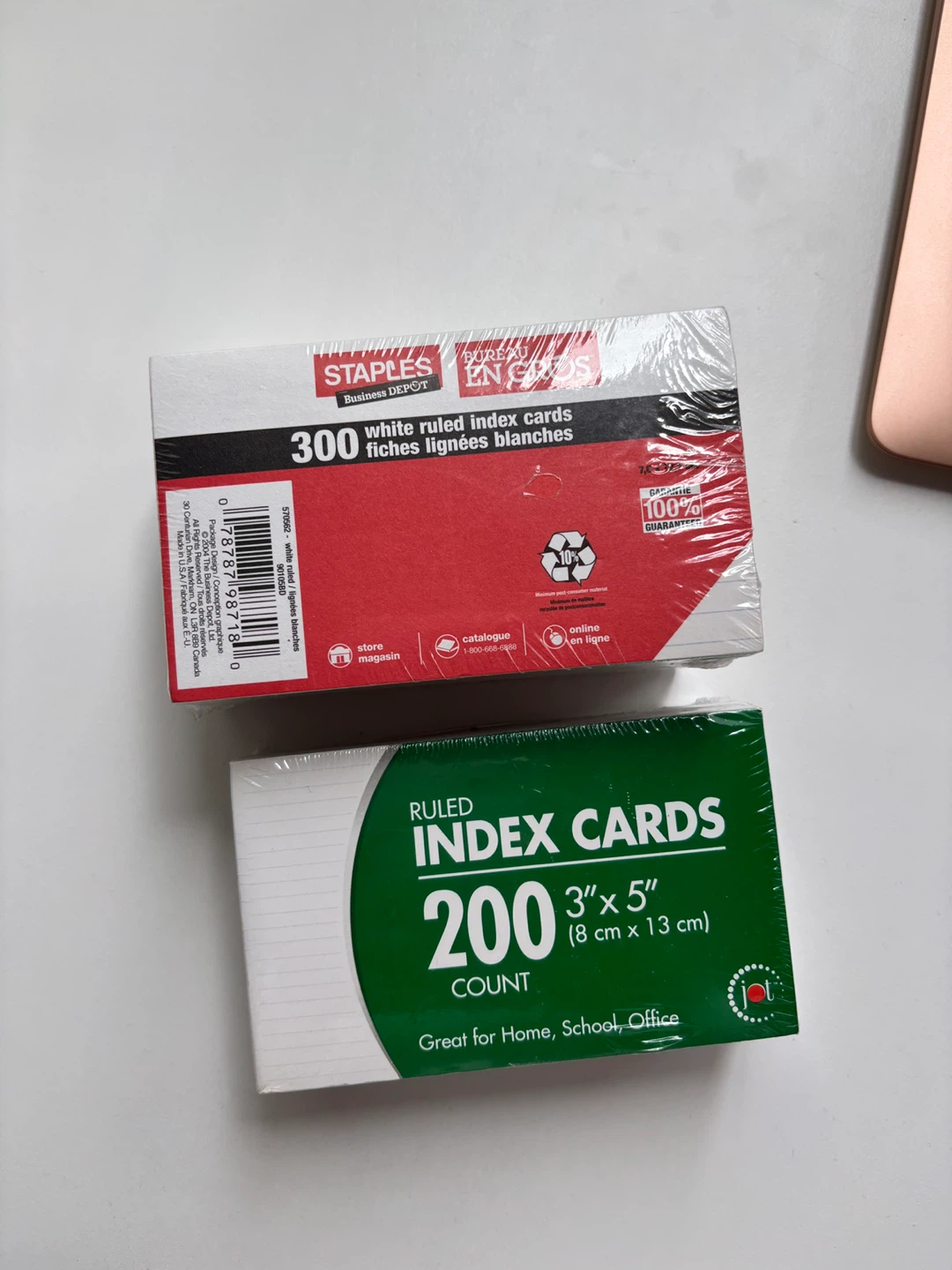 Staples & Unbranded Ruled Index Cards