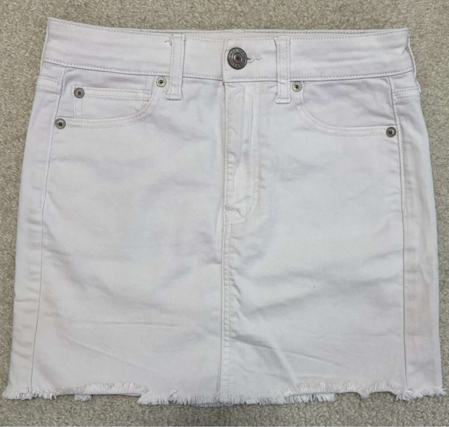 American Eagle White Denim Mini Skirt