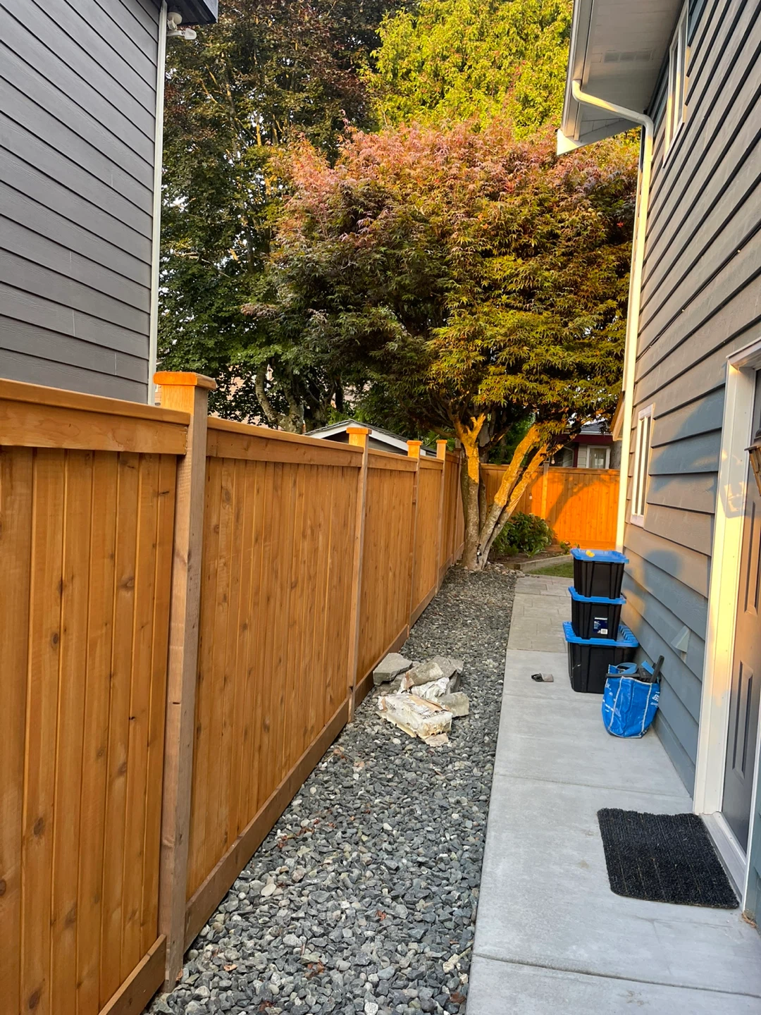 Wooden backyard fence with gate