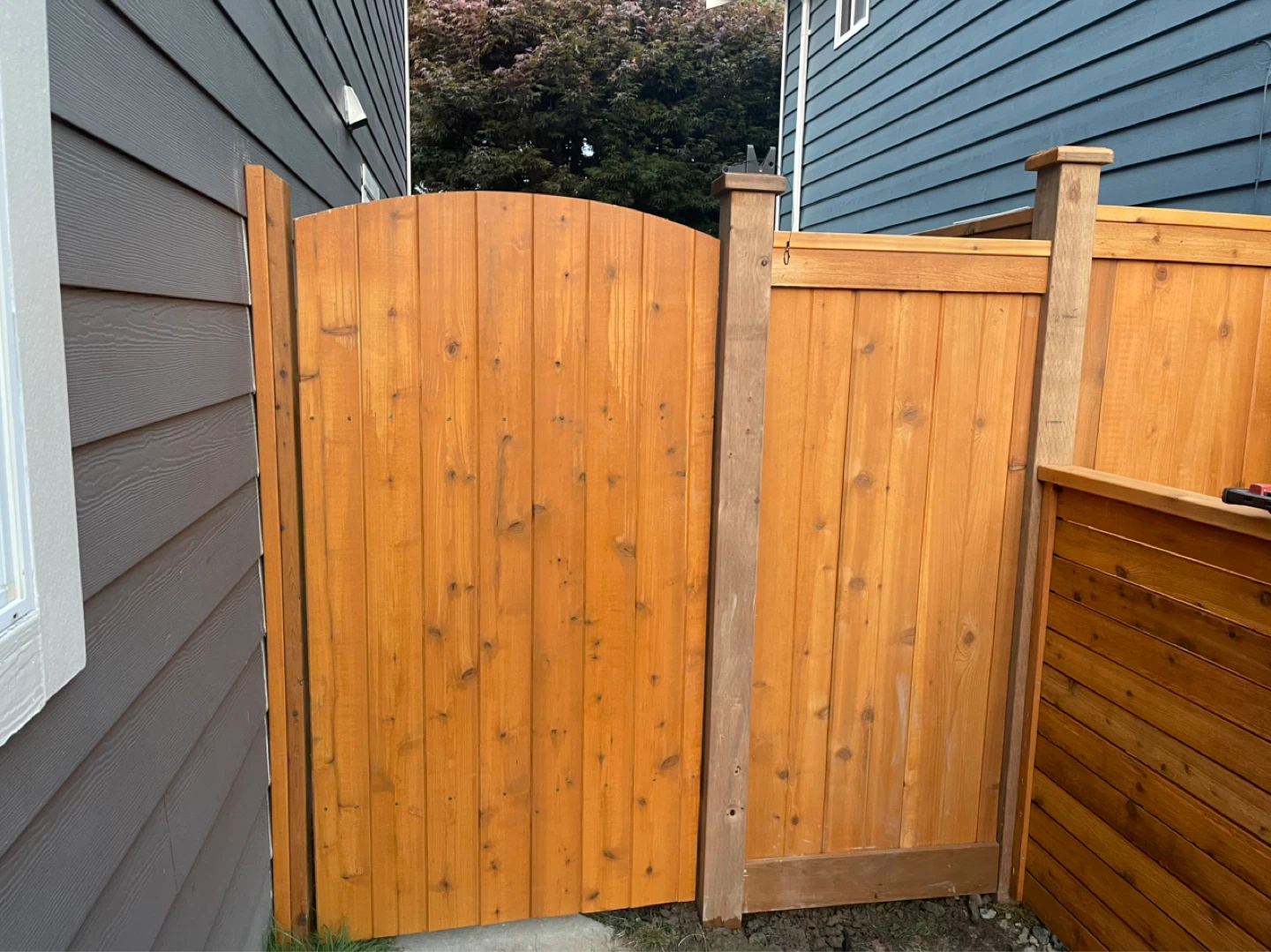Wooden backyard fence with gate - photo 3