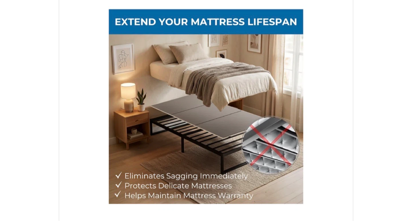 Twin XL Metal Bed Frame + mattress+ pad - photo 2