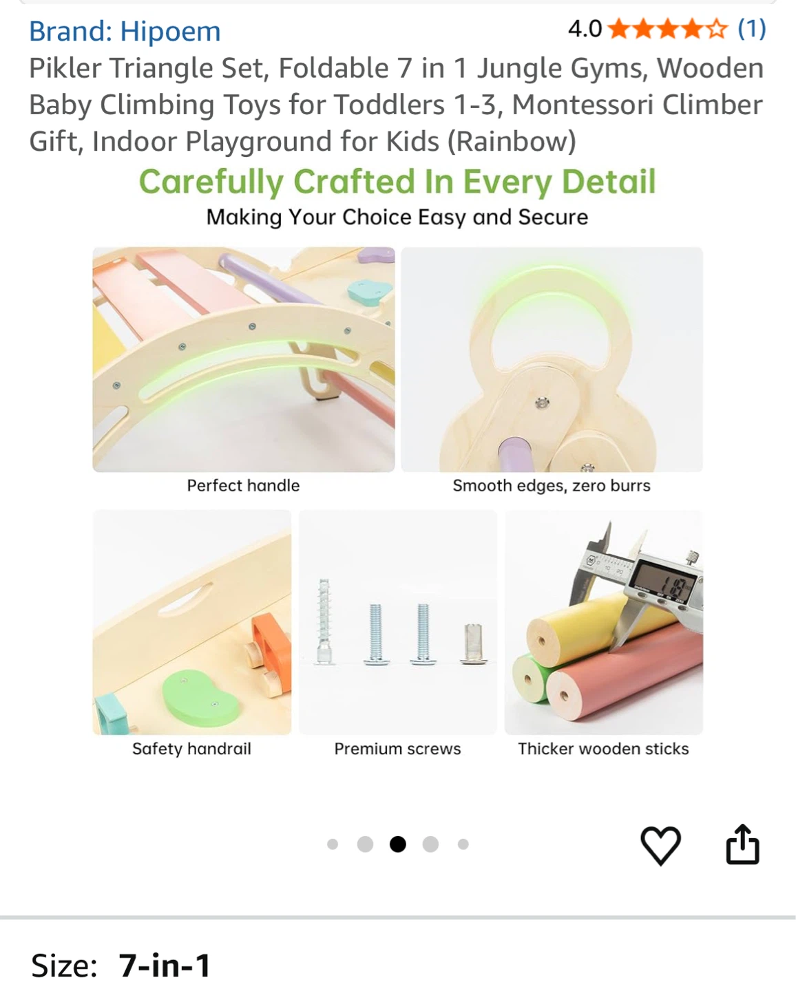 Hipoem Foldable 7-in-1 Pikler Triangle Set for Toddlers - photo 3