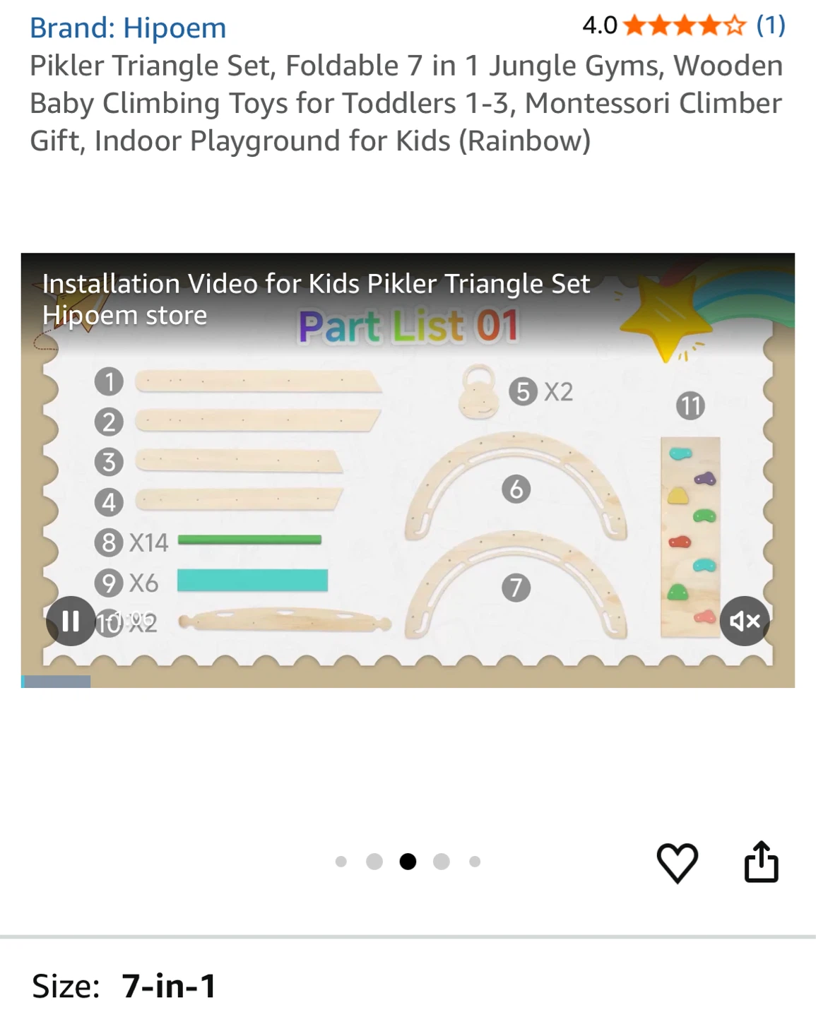 Hipoem Foldable 7-in-1 Pikler Triangle Set for Toddlers - photo 5