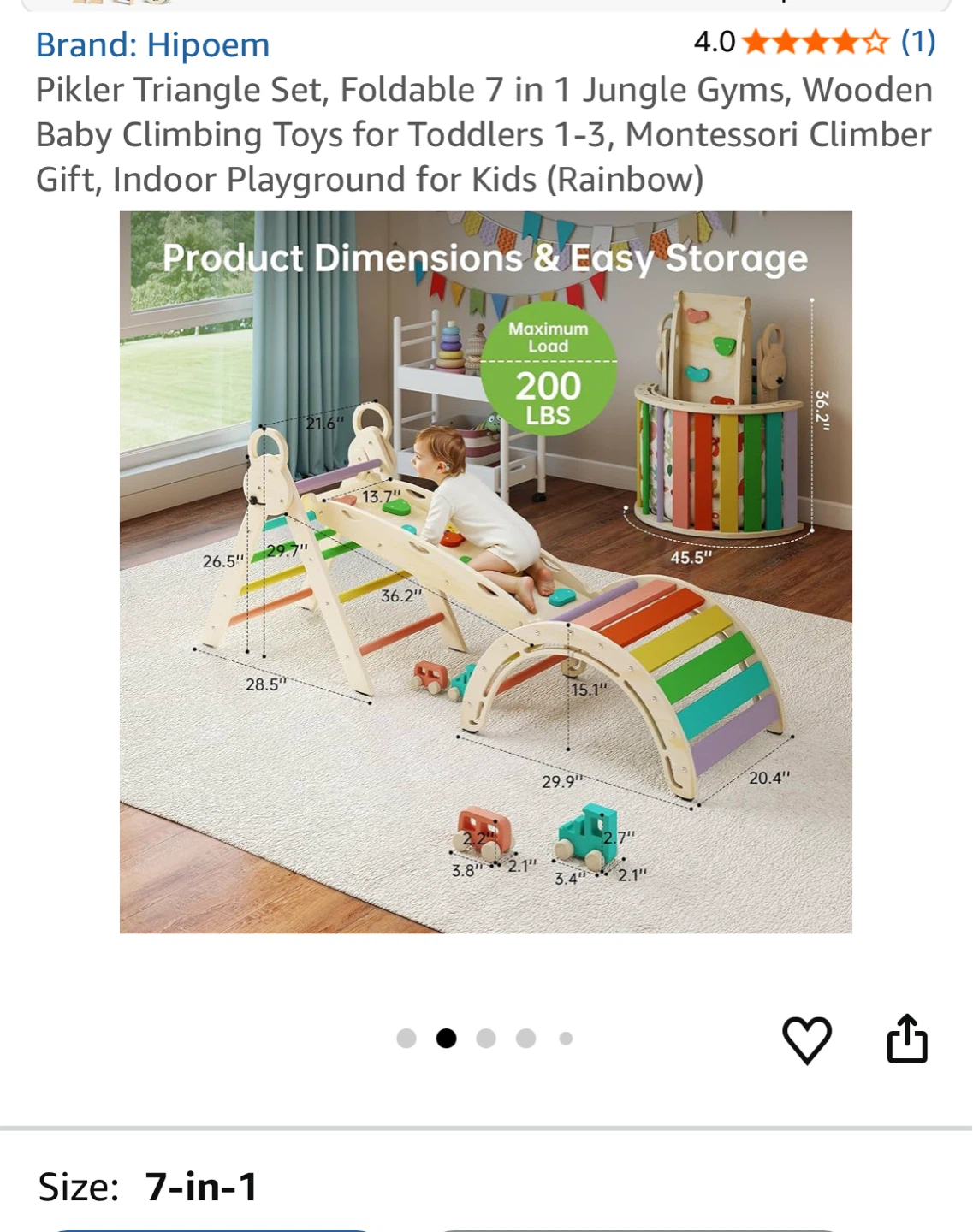 Hipoem Foldable 7-in-1 Pikler Triangle Set for Toddlers - photo 2