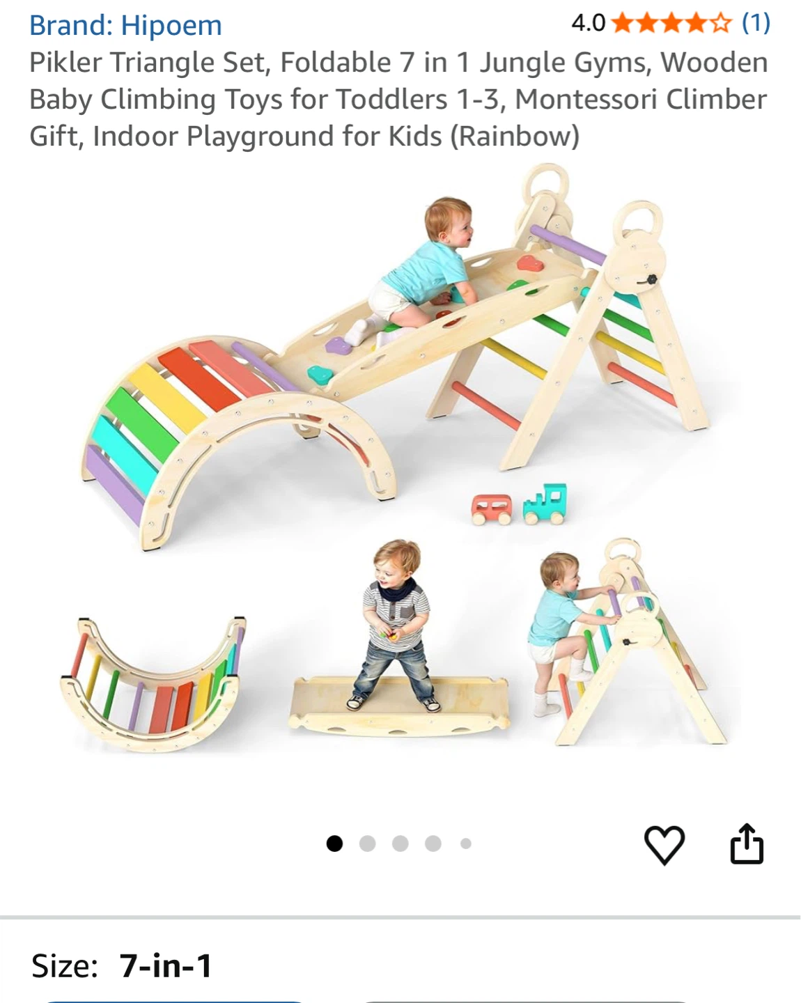 Hipoem Foldable 7-in-1 Pikler Triangle Set for Toddlers