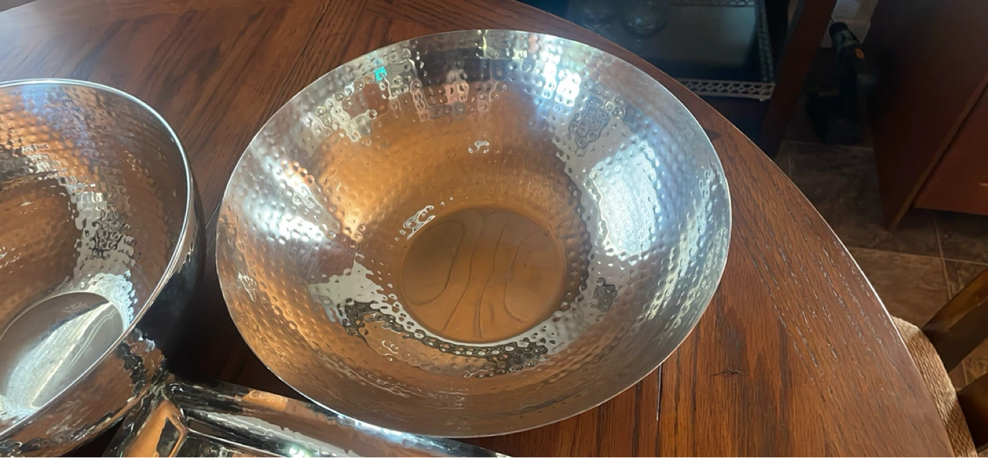 Hammered Metal Bowl Set with Tray - photo 5