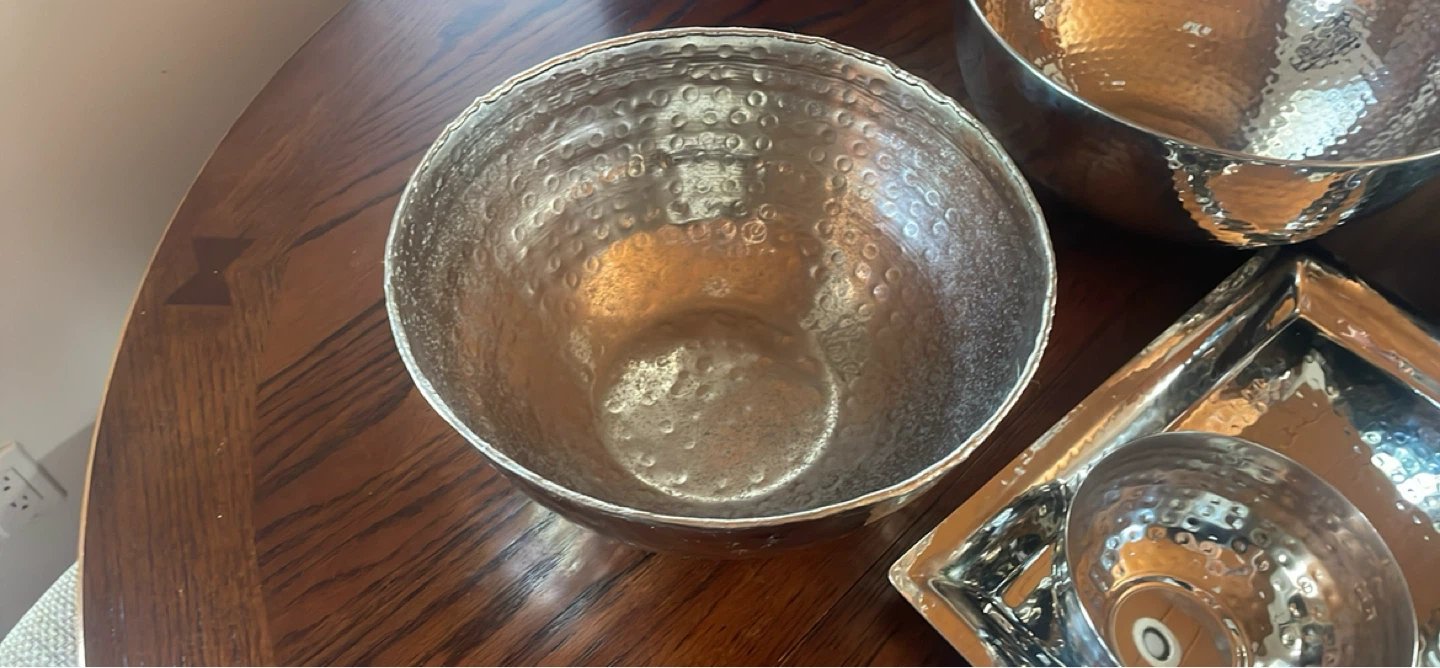 Hammered Metal Bowl Set with Tray - photo 3