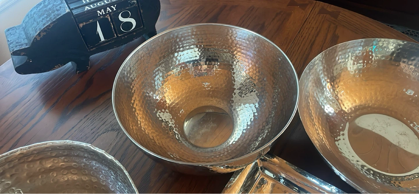 Hammered Metal Bowl Set with Tray - photo 4