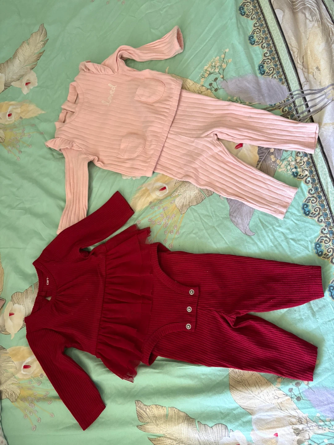 Baby Girl Ribbed Jumpsuits 2-Piece Set