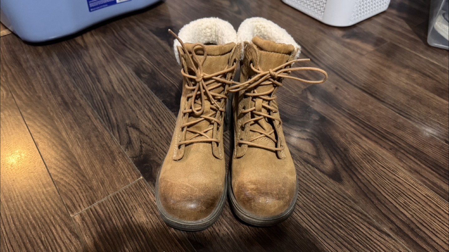 Brown Suede Lace-Up Boots with Sherpa Lining - photo 4