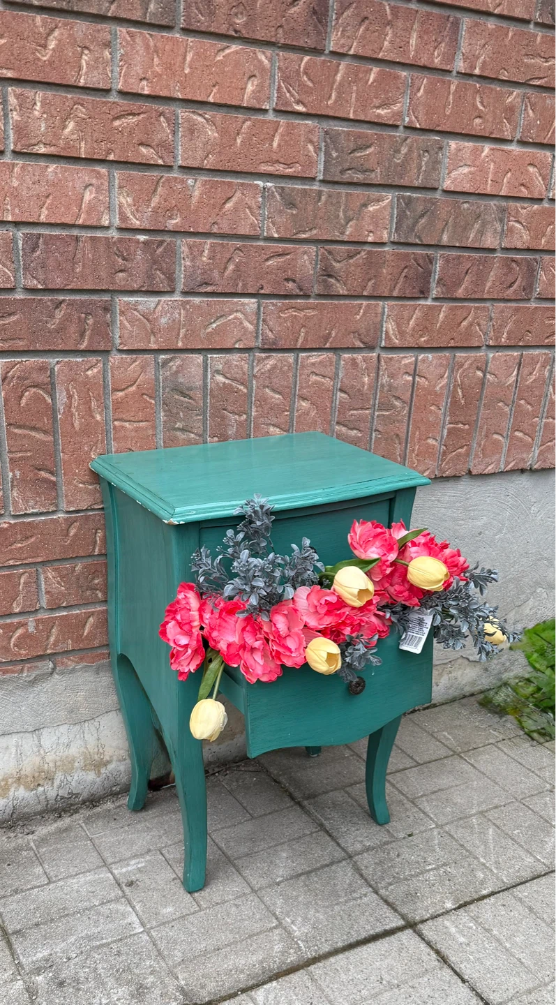Teal Accent Table with Drawer - photo 2