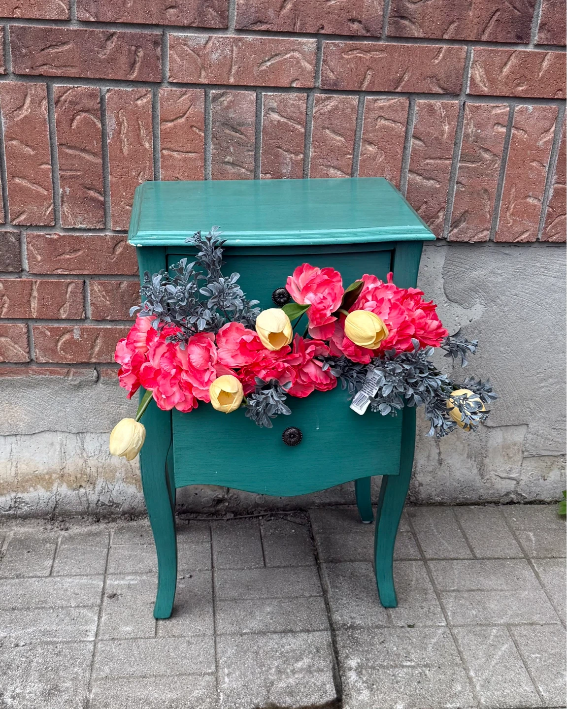 Teal Accent Table with Drawer
