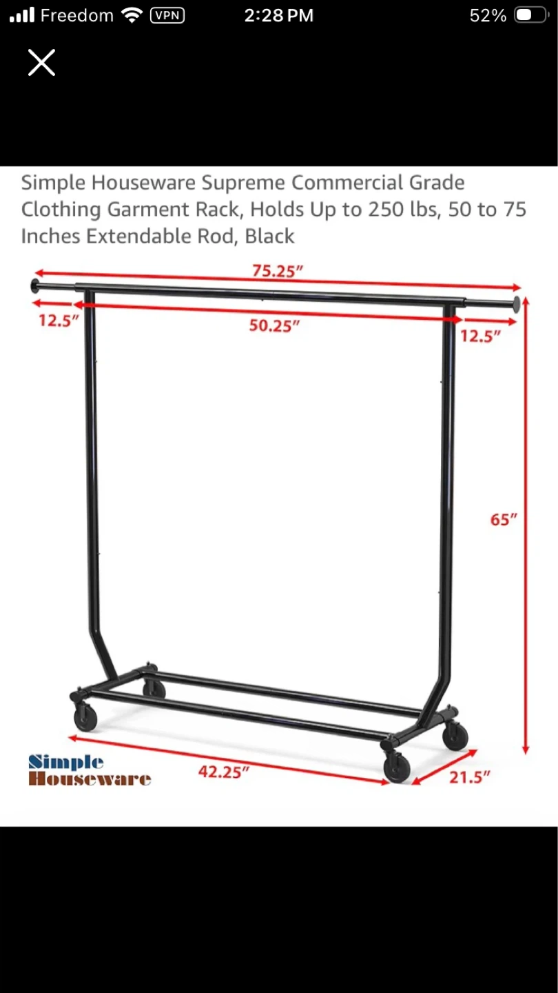 Simple Houseware commercial grade clothing garment rack