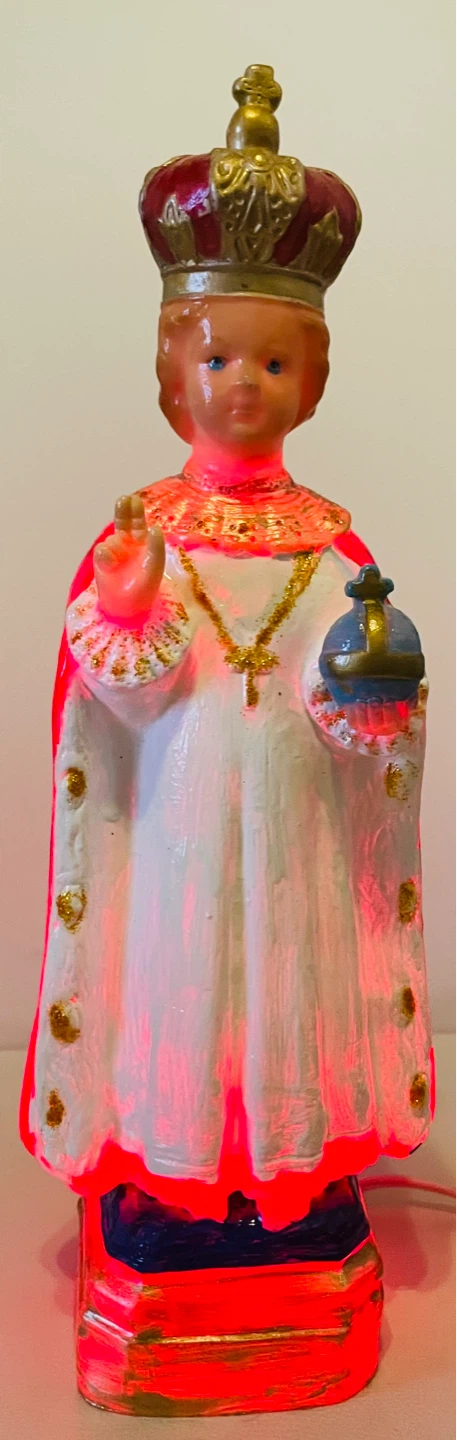Vintage Illuminated Infant Jesus Figurine with Crown and Orb - photo 5