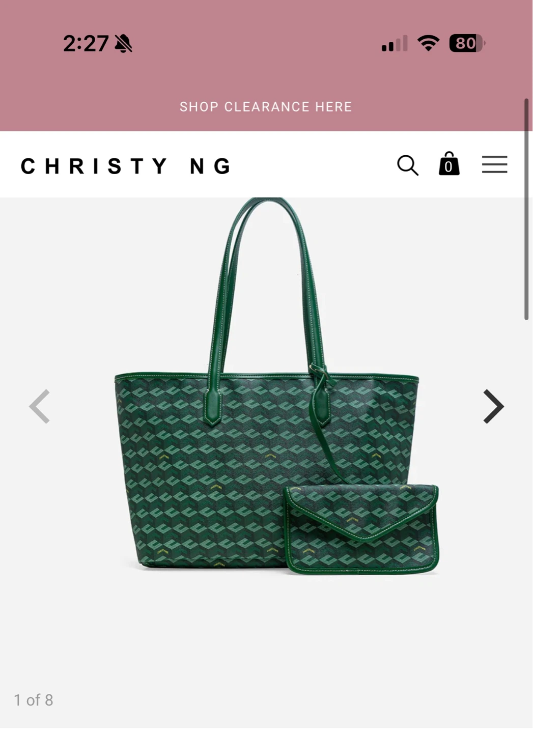 Christy Ng Green Monogram Tote Bag with Pouch - photo 5