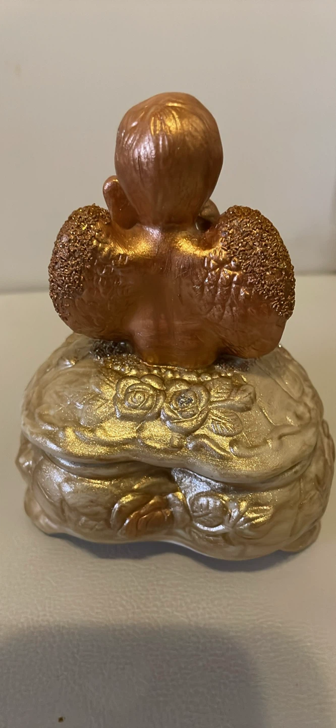 Cherub Harp Trinket Box