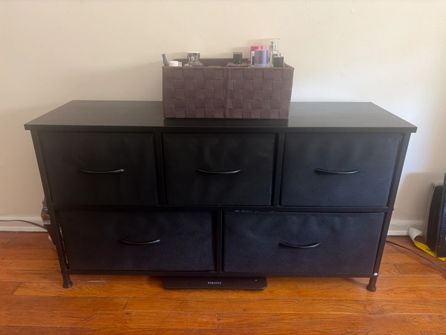 Black Fabric Dresser with 5 Drawers