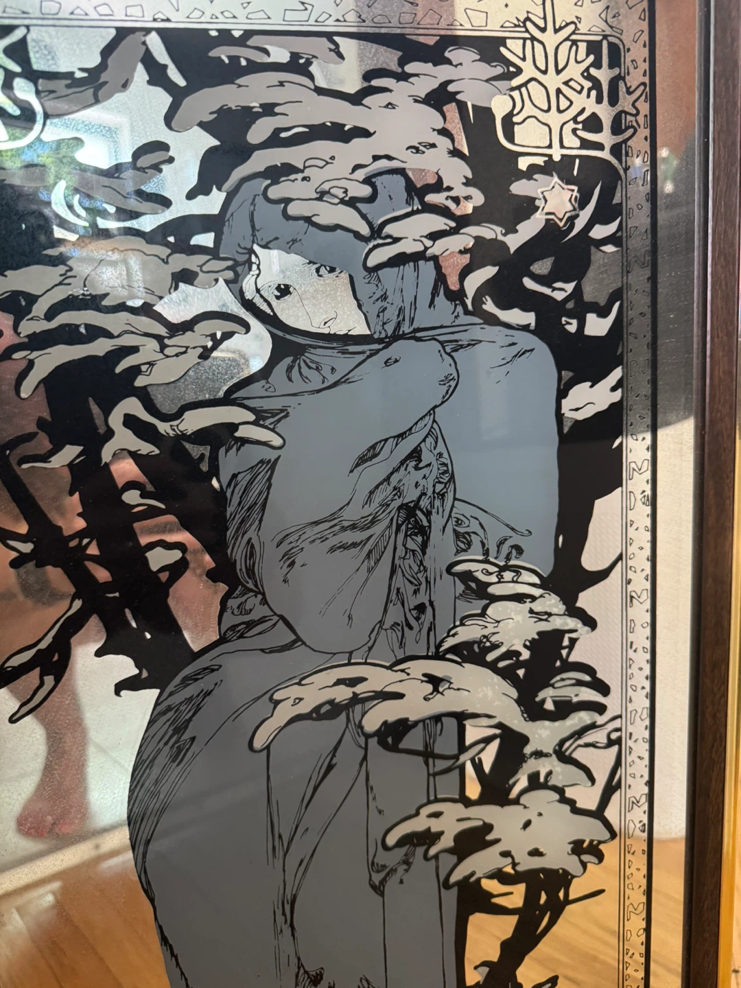 Art Nouveau Winter Scene Mirror - photo 3