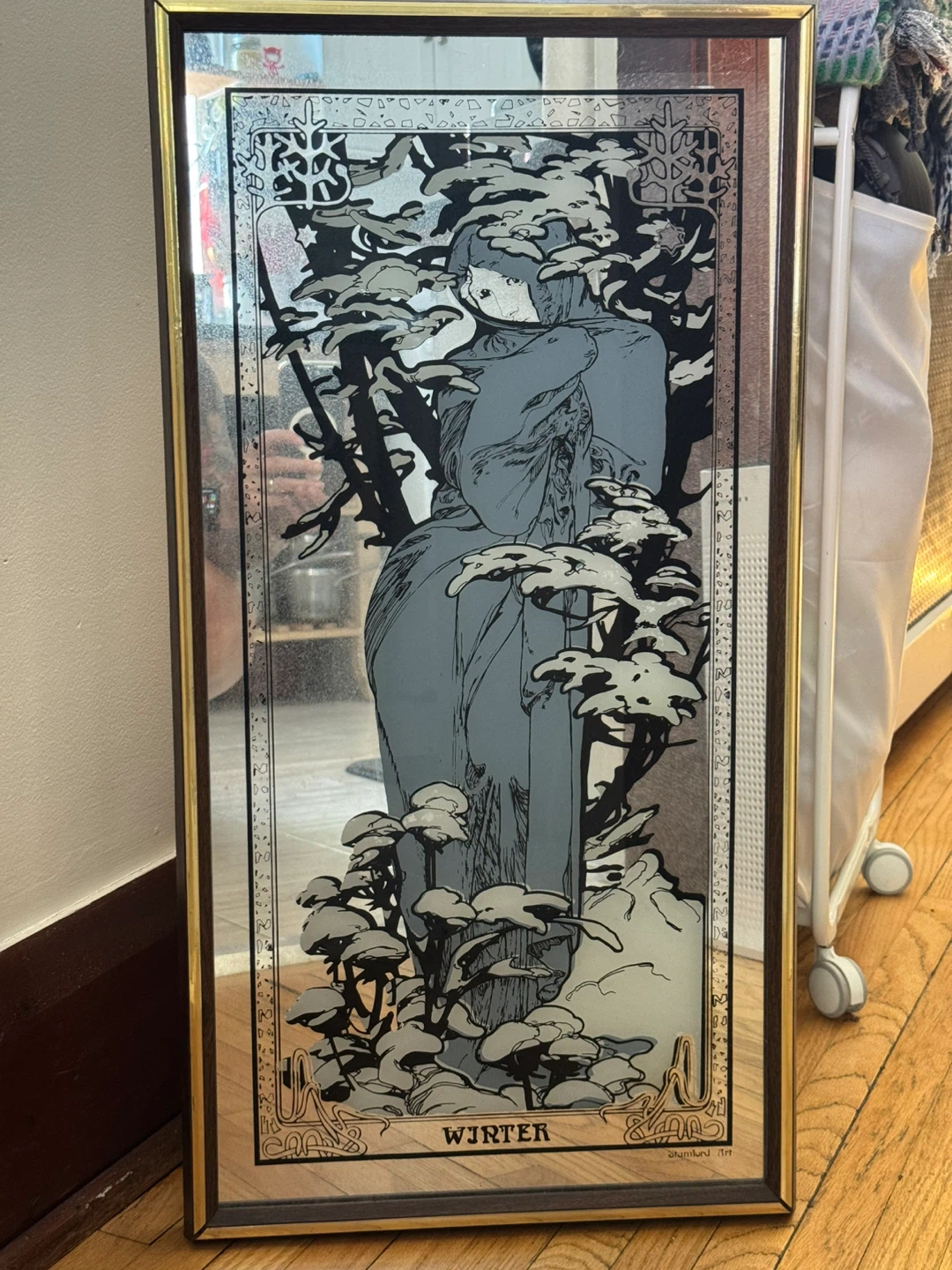 Art Nouveau Winter Scene Mirror - photo 2