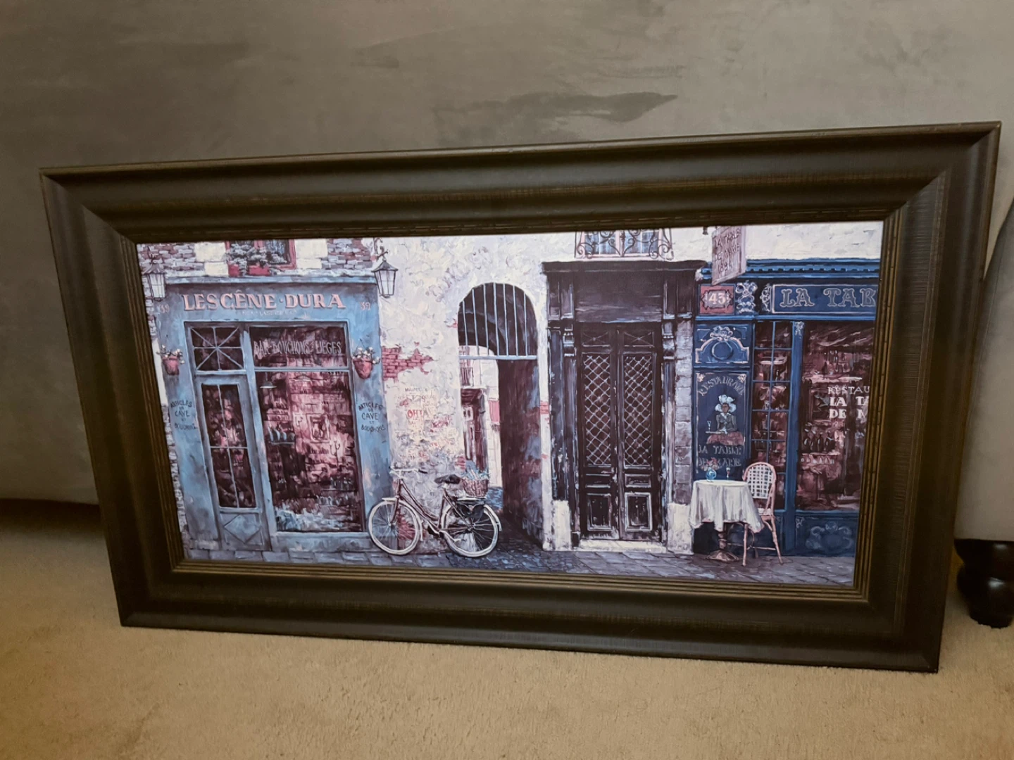 Framed Wall Art - European Street Scene with Bicycle