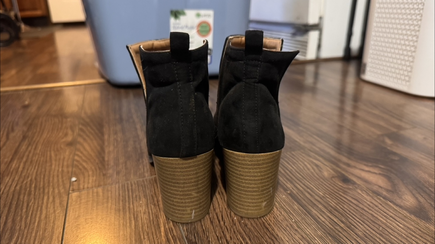 Black Ankle Boots with Wooden Heel - photo 3