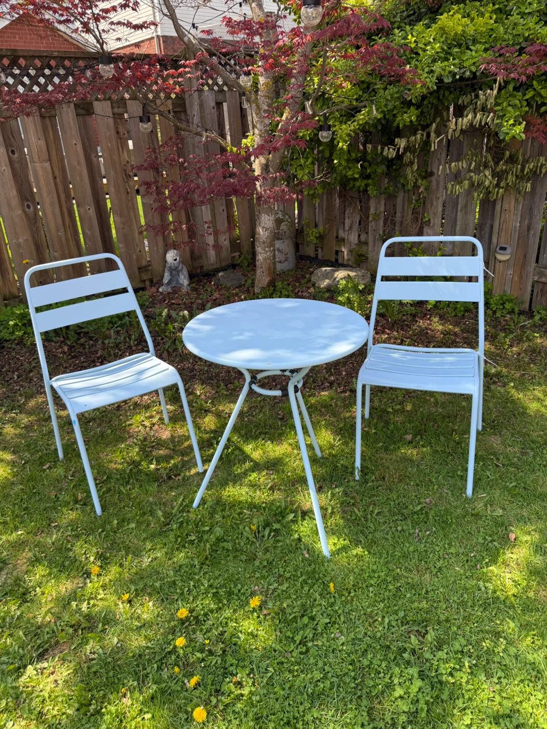 Light Blue Metal Bistro Set