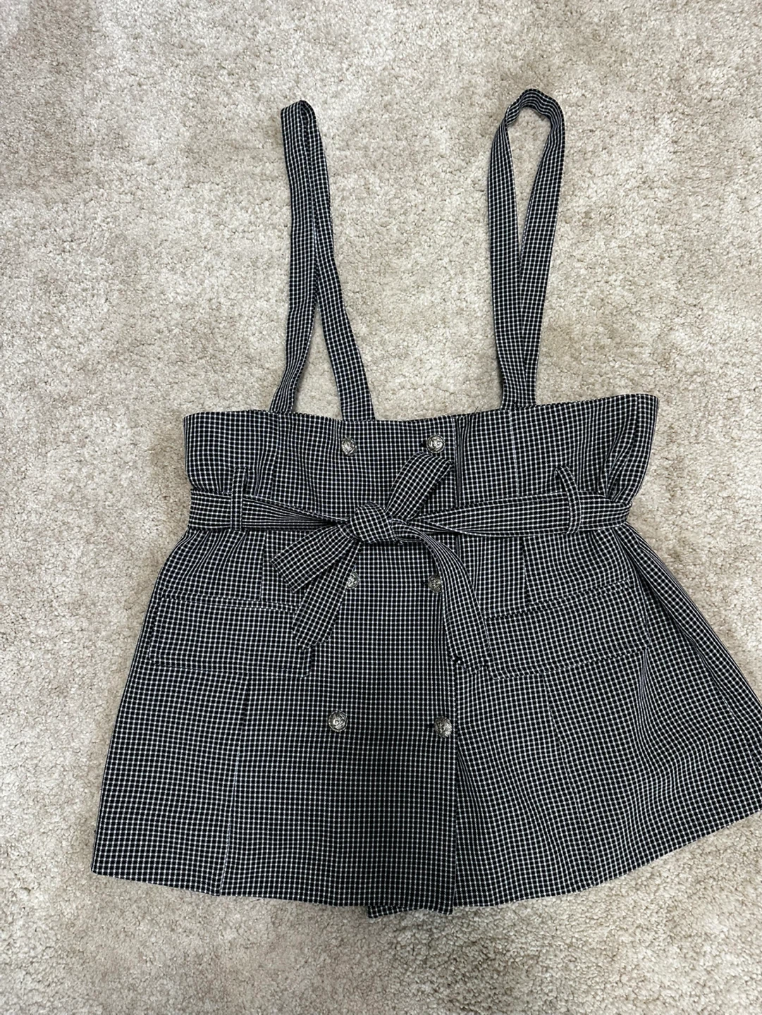 Black and White Gingham Pinafore Skirt