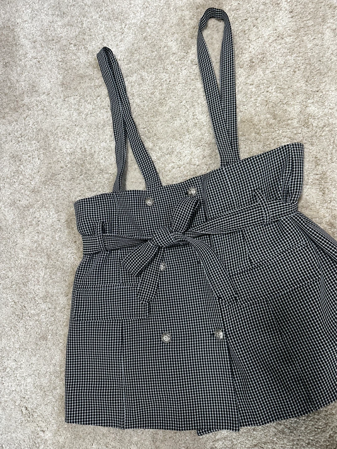 Black and White Gingham Pinafore Skirt - photo 2