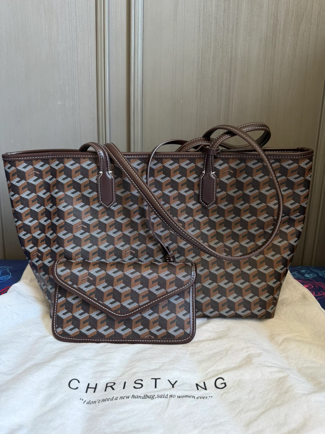Christy Ng Russo Monogram Tote Bag with Pouch