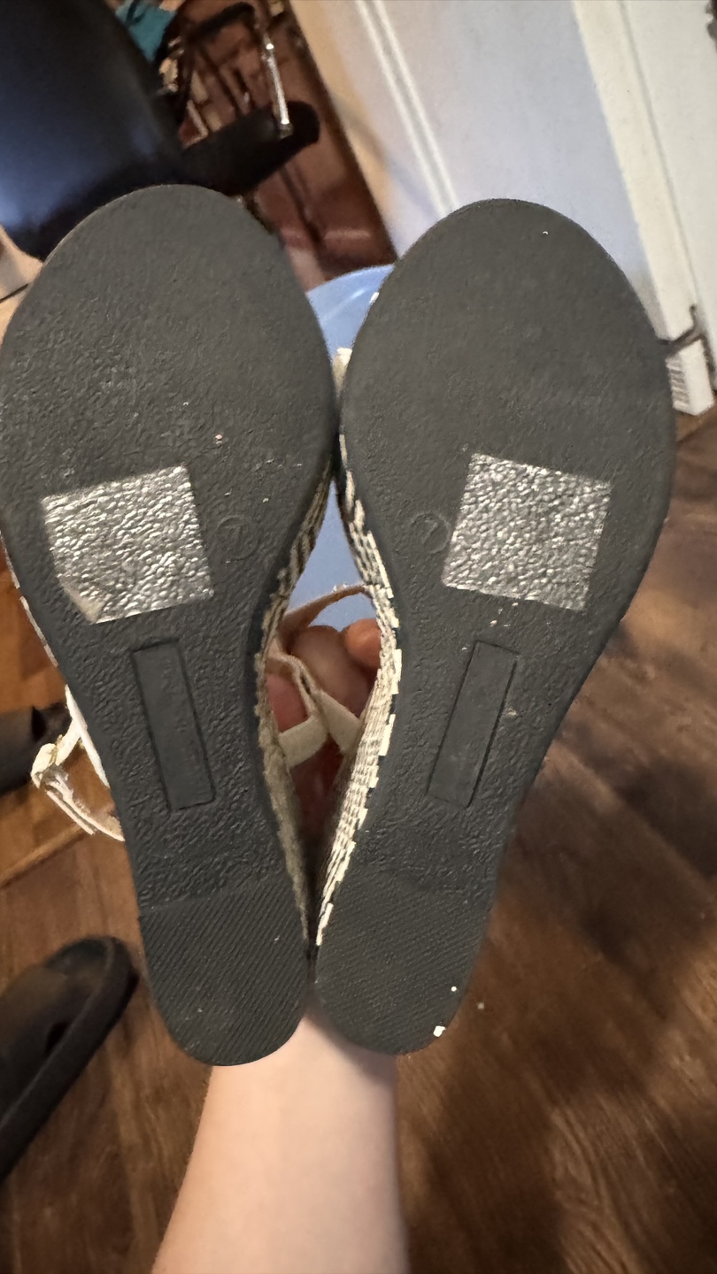 White wedge sandals with black and white patterned heel - photo 5
