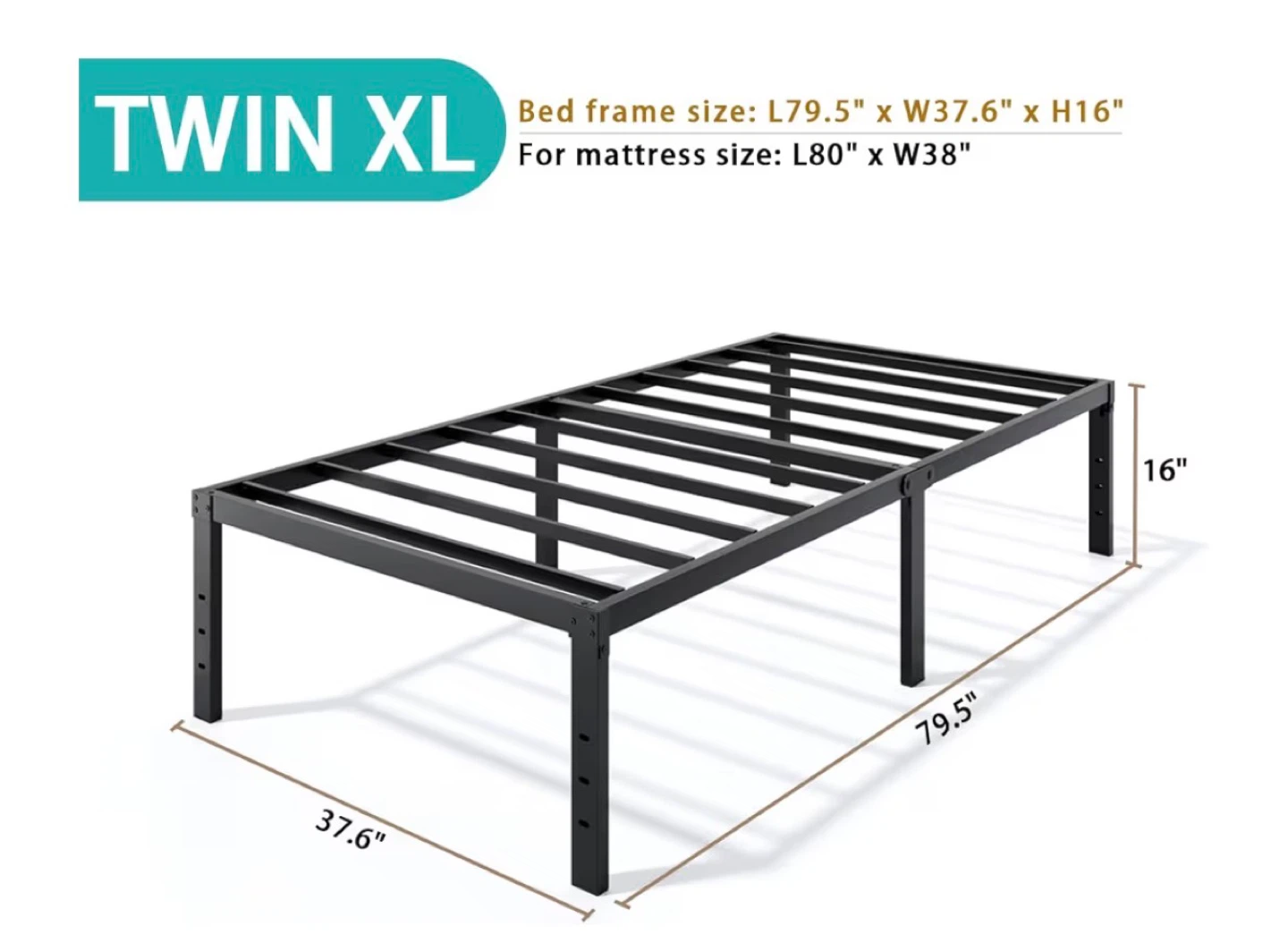 Twin XL Metal Bed Frame +mattress - photo 3