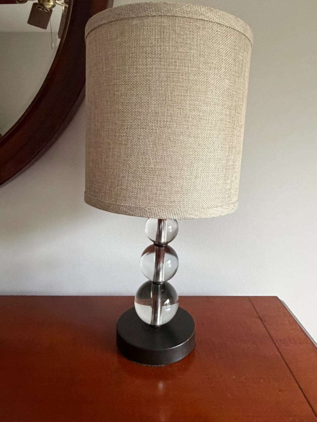 Glass Ball Table Lamp with Neutral Shade