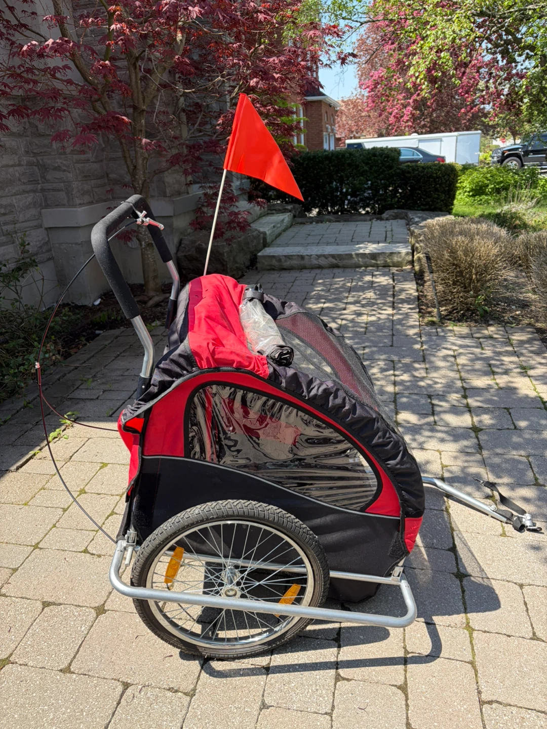 Red and Black Bicycle Trailer