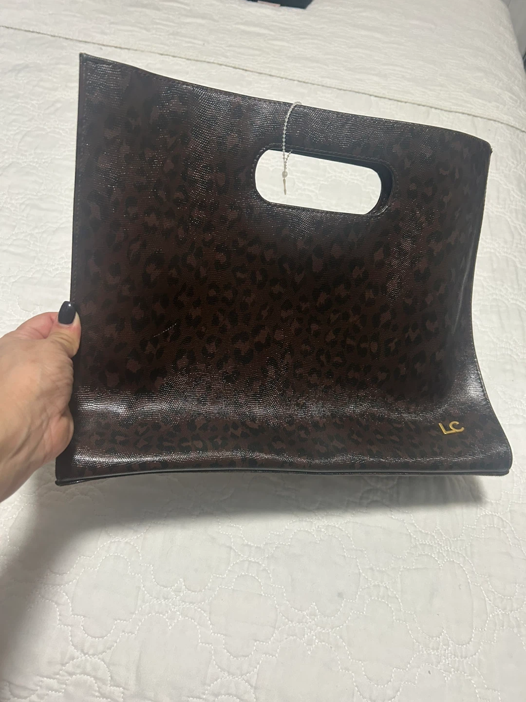 Brown Leopard Print Clutch Bag