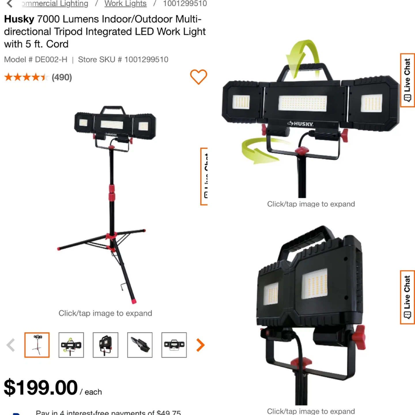 Husky 7000 Lumens LED Work Light - photo 2