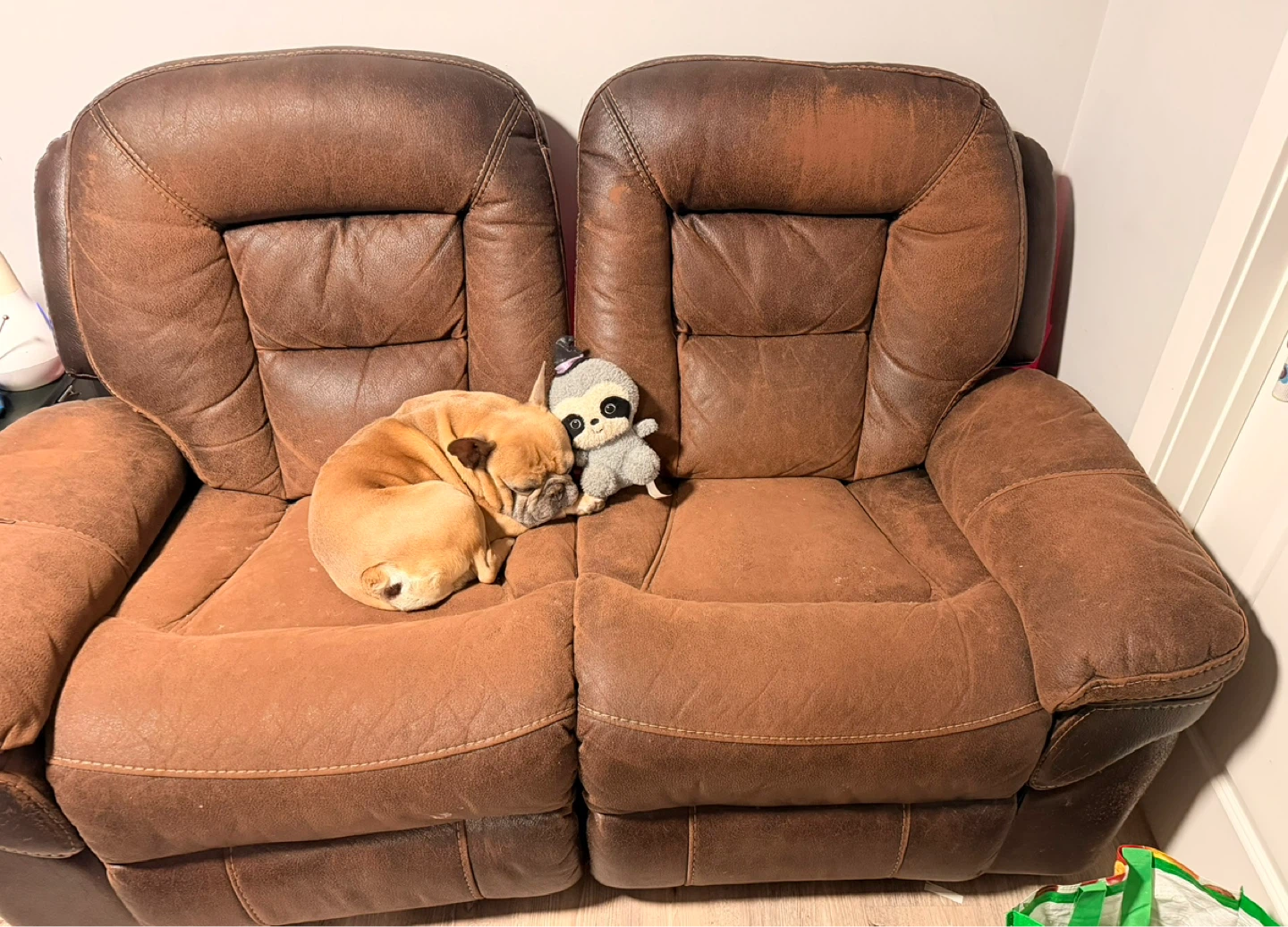 Brown Faux Leather Loveseat Recliner